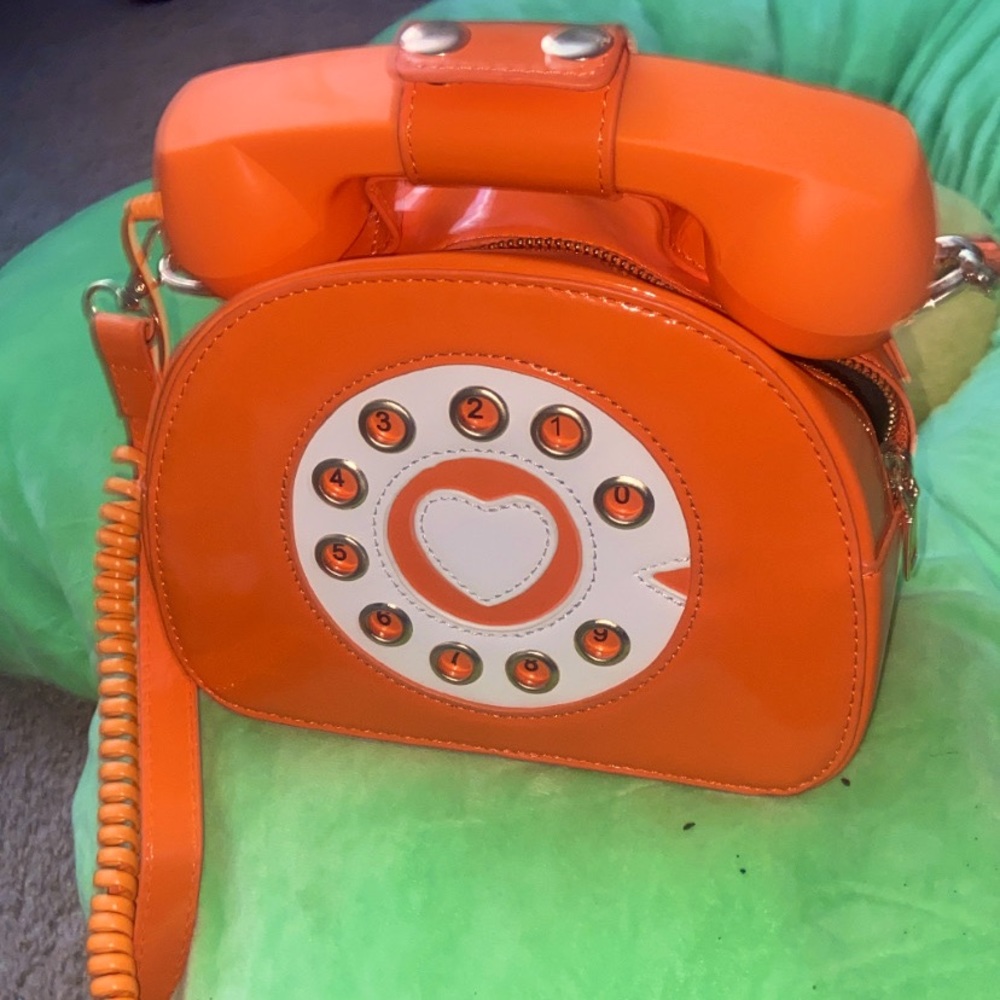 Orange Retro Novelty Telephone Shaped Handbag